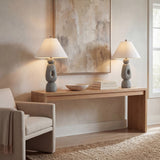 Henge 28" Organic Minimalist Textured Resin/Metal Stacked LED Table Lamp
