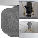 Qualm 20" Coastal Farmhouse Textured Resin/Metal Rounded Barrel LED Table Lamp