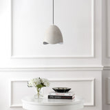 Luella 11.75" 1-Light Bohemian Coastal Adjustable Plaster-Look Organic Scalloped Dome Metal LED Pendant
