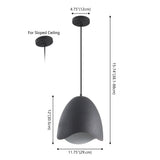 Luella 11.75" 1-Light Bohemian Coastal Adjustable Plaster-Look Organic Scalloped Dome Metal LED Pendant
