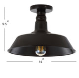 Camila 14" Classic Industrial Indoor/Outdoor Iron LED Semi Flush Mount - JONATHAN Y