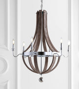 Georgia 30" Wood/Metal Adjustable LED Chandelier - JONATHAN Y