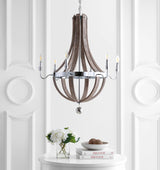 Georgia 30" Wood/Metal Adjustable LED Chandelier - JONATHAN Y