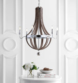 Georgia 30" Wood/Metal Adjustable LED Chandelier - JONATHAN Y