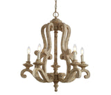 Oria 27" Adjustable Wood/Iron Rustic Scrolled LED Chandelier - JONATHAN Y