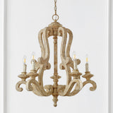 Oria 27" Adjustable Wood/Iron Rustic Scrolled LED Chandelier - JONATHAN Y
