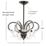 Caroline 16" Metal/Crystal LED Adjustable Chandelier - JONATHAN Y