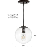 Bleecker 7.75" Metal/Glass Globe LED Pendant