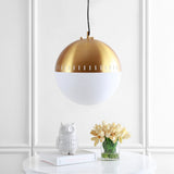 Remy 15.75" Adjustable Iron/Glass Art Deco Mid Century Globe LED Pendant - JONATHAN Y