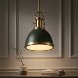 Homer Modern Industrial Iron LED Dome Pendant Kombu Green/Brass Gold / 10'' – AI-ON