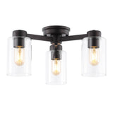 Orville 17" Farmhouse Industrial Iron Cylinder LED Semi Flush Mount - JONATHAN Y