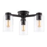 Orville 17" Farmhouse Industrial Iron Cylinder LED Semi Flush Mount - JONATHAN Y