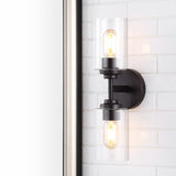 Cera Farmhouse Industrial Iron Cylinder LED Sconce - JONATHAN Y