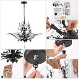 Diantha 28.5" 7-Light Contemporary Bohemian Iron/Acrylic LED Pendant - JONATHAN Y