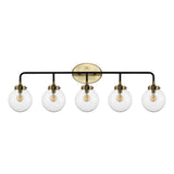 Caleb Brass Vanity Wall Sconce Clear