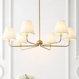 Pauline Coastal Contemporary Adjustable Swooping Arm Candle-Style Metal LED Chandelier