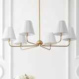 Pauline Coastal Contemporary Adjustable Swooping Arm Candle-Style Metal LED Chandelier