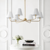 Pauline Coastal Contemporary Adjustable Swooping Arm Candle-Style Metal LED Chandelier