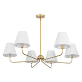 Pauline Coastal Contemporary Adjustable Swooping Arm Candle-Style Metal LED Chandelier
