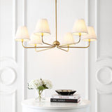 Pauline Coastal Contemporary Adjustable Swooping Arm Candle-Style Metal LED Chandelier