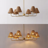 Pauline Coastal Contemporary Adjustable Swooping Arm Candle-Style Metal LED Chandelier