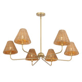Pauline Coastal Contemporary Adjustable Swooping Arm Candle-Style Metal LED Chandelier