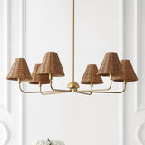 Pauline Coastal Contemporary Adjustable Swooping Arm Candle-Style Metal LED Chandelier