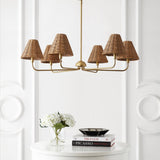 Pauline Coastal Contemporary Adjustable Swooping Arm Candle-Style Metal LED Chandelier
