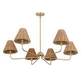 Pauline Coastal Contemporary Adjustable Swooping Arm Candle-Style Metal LED Chandelier