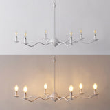 Shana Grand Modern Transitional Adjustable Sculptural Wavy Arm Candle-Style Metal LED Chandelier