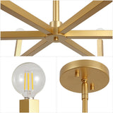 Darcy Grand Modern Industrial Adjustable Geometric Architectural Square-Arm Candle-Style Metal LED Chandelier