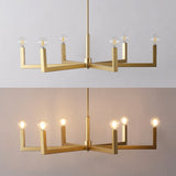 Darcy Grand Modern Industrial Adjustable Geometric Architectural Square-Arm Candle-Style Metal LED Chandelier