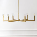 Darcy Grand Modern Industrial Adjustable Geometric Architectural Square-Arm Candle-Style Metal LED Chandelier