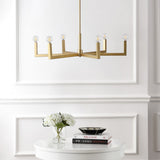 Darcy Grand Modern Industrial Adjustable Geometric Architectural Square-Arm Candle-Style Metal LED Chandelier