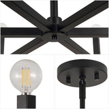 Darcy Grand Modern Industrial Adjustable Geometric Architectural Square-Arm Candle-Style Metal LED Chandelier