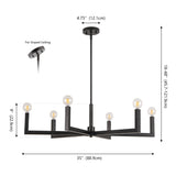 Darcy Grand Modern Industrial Adjustable Geometric Architectural Square-Arm Candle-Style Metal LED Chandelier