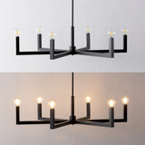 Darcy Grand Modern Industrial Adjustable Geometric Architectural Square-Arm Candle-Style Metal LED Chandelier
