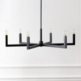 Darcy Grand Modern Industrial Adjustable Geometric Architectural Square-Arm Candle-Style Metal LED Chandelier