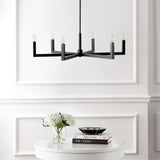 Darcy Grand Modern Industrial Adjustable Geometric Architectural Square-Arm Candle-Style Metal LED Chandelier