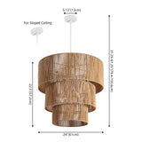 Orson 24 in. 7-Light Coastal Bohemian Metal and Woven Paper Rope 3-Tier LED Chandelier