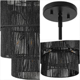 Orson 24 in. 7-Light Coastal Bohemian Metal and Woven Paper Rope 3-Tier LED Chandelier