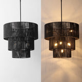 Orson 24 in. 7-Light Coastal Bohemian Metal and Woven Paper Rope 3-Tier LED Chandelier