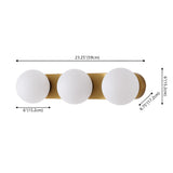 Knox 23.3 in. 3-Light Mid-Century Modern Metal and Frosted Glass Globe LED Vanity Light