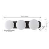 Knox 23.3 in. 3-Light Mid-Century Modern Metal and Frosted Glass Globe LED Vanity Light