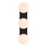 Knox 23.3 in. 3-Light Mid-Century Modern Metal and Frosted Glass Globe LED Vanity Light