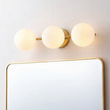 Nash 23 in. 3-Light Mid-Century Modern Metal and Frosted Glass Globe LED Vanity Light