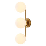 Nash 23 in. 3-Light Mid-Century Modern Metal and Frosted Glass Globe LED Vanity Light