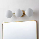 Nash 23 in. 3-Light Mid-Century Modern Metal and Frosted Glass Globe LED Vanity Light