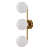 Nash 23 in. 3-Light Mid-Century Modern Metal and Frosted Glass Globe LED Vanity Light