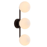 Nash 23 in. 3-Light Mid-Century Modern Metal and Frosted Glass Globe LED Vanity Light